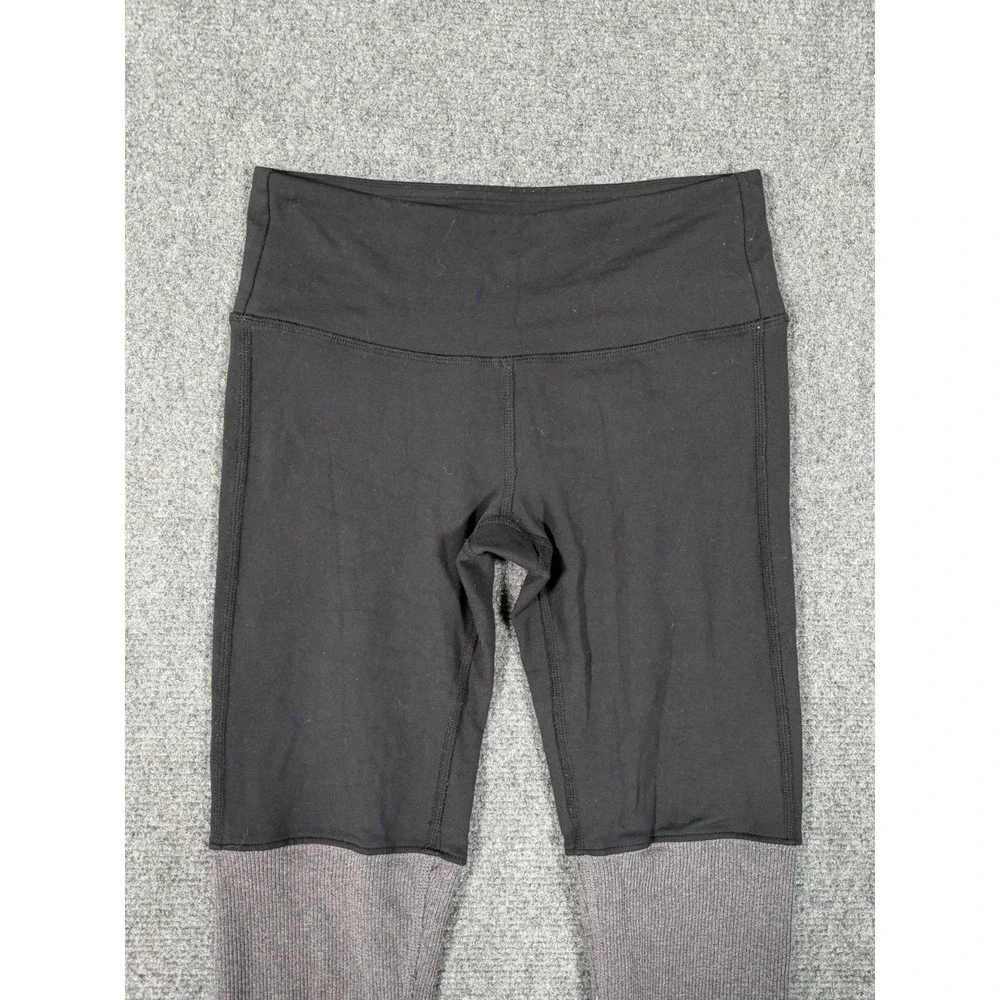 Alo Yoga Goddess Leggings Women's XS Black Gray Ribbed Leg Warmer High Rise